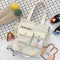 Women's Custom Logo Cotton Handle Canvas Crossbody and Handheld Tote Single Shoulder Shopping Bag for Daily Use College Use