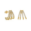 RINNTIN EQE47 Fast Shipping Claw White Zircon Fashion Jewelry 925 Sterling Silver Jewelry 14K Gold Plated Hook Stud Earrings