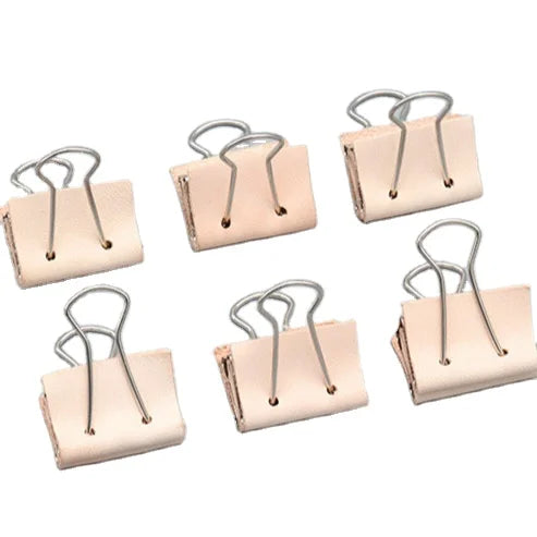 Mini Dovetail Clip Stainless Steel Holder Clip With PU Leather No Trace for Leather Craft Notebook Office Supplies Clips Holder