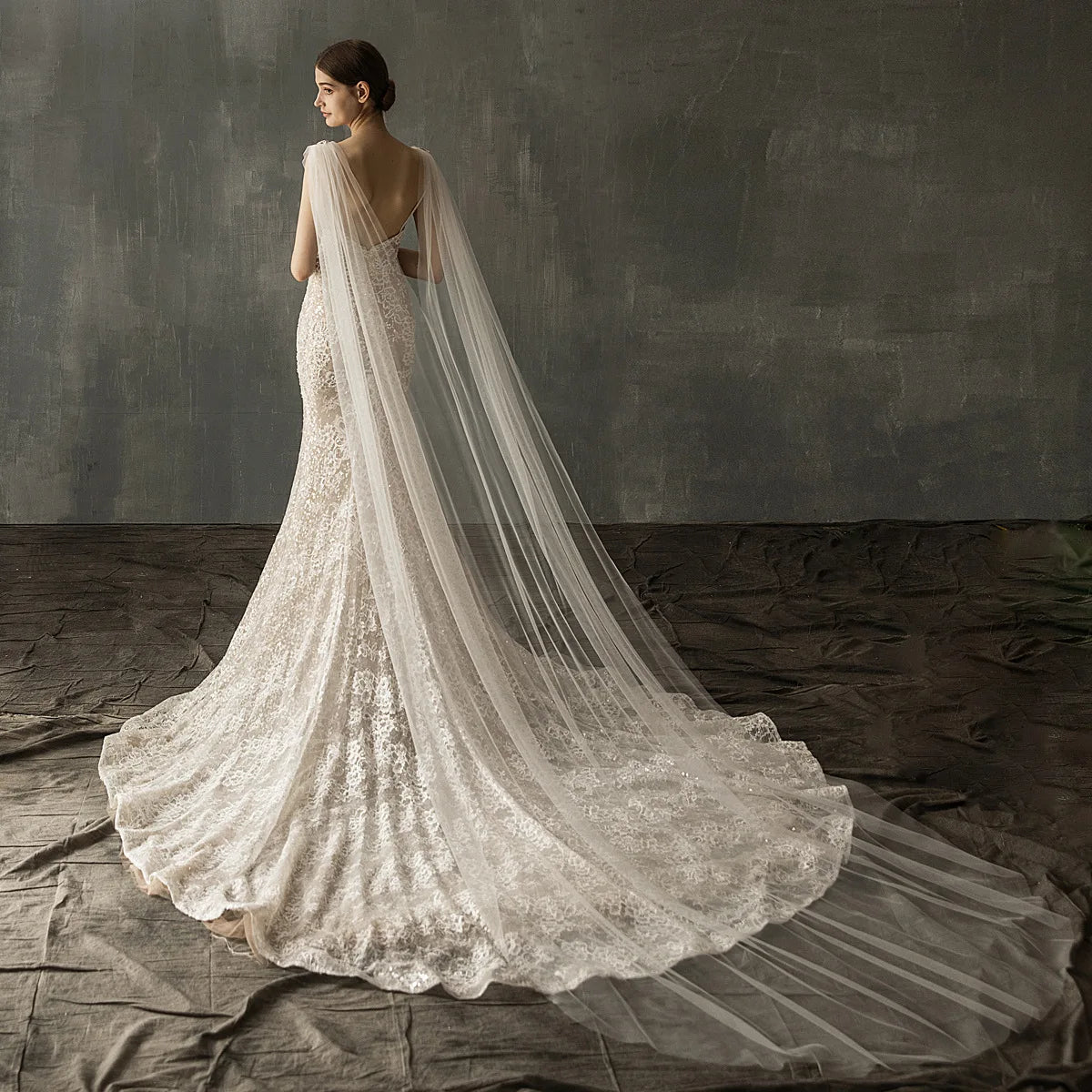 ShangHai Luxury and High-end Wedding Dress Accessories From Europe and America White ultra Long 3-meter Tail Trailer