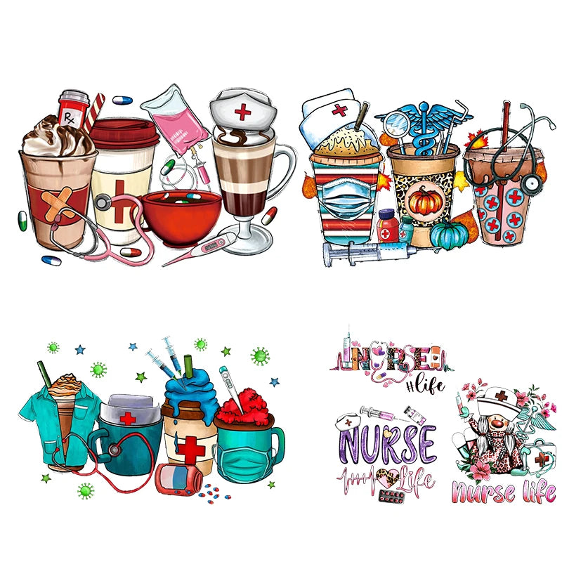 Nurses Uv Dtf Transfer Custom Iron on Transfers for Clothes Heat Press Designs Heat Transfer Labels Patch  Dtf Film