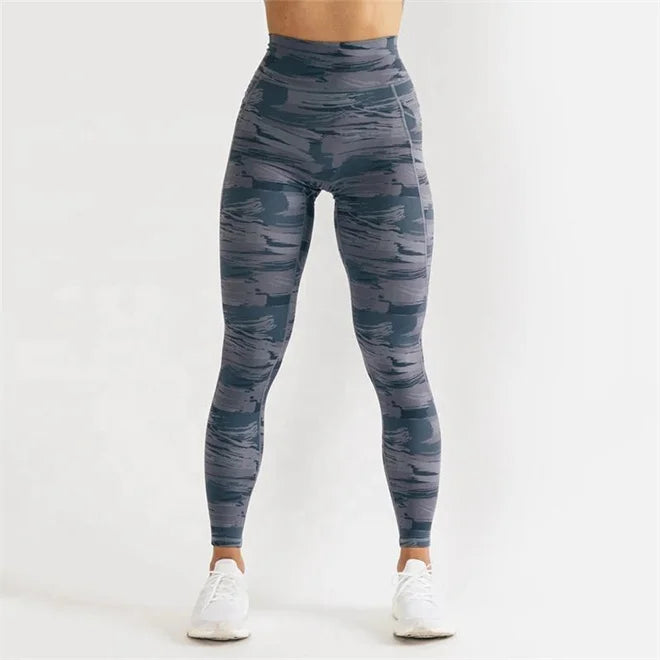 Fashionable Workout Sports Camo Sublimation Print Booty Women Fitness Yoga Leggings With Side Pocket