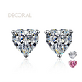 Factory Wholesale 925 Sterling Silver Women's Fashion Stud Earrings 1CT 2CT Heart Cut Moissanite Stud Earrings