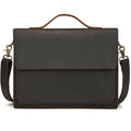Men's Genuine Leather Shoulder Bag Crazy Horse Leather Flap Crossbody Bag 13 Inch Flap Business Tote