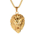 Wholesale Personalised Polished Black Silver Gold Plated Stainless Steel Jewelry Men lion Head Pendant Necklace