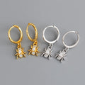 925 Sterling Silver Earrings Fine Jewelry CZ Cute Spider Design Diamond Drop Hoop Dangle Pendant Earrings