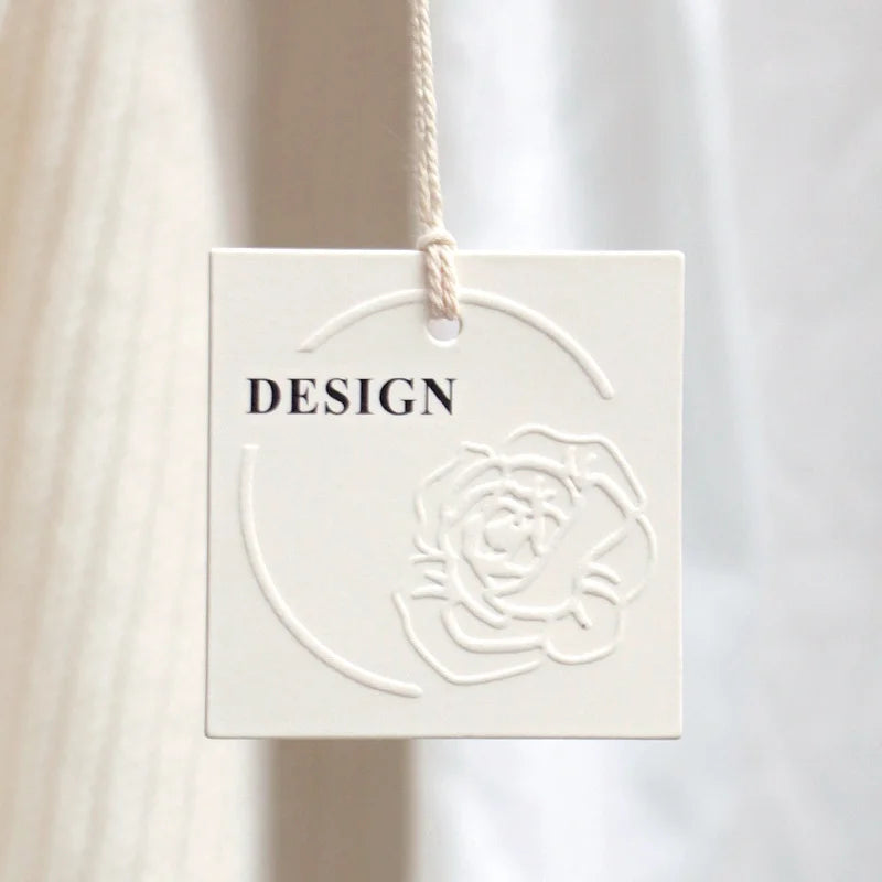 Customized logo Embossed Cloths Store Luxury Texture Paper  hang Tags for Business
