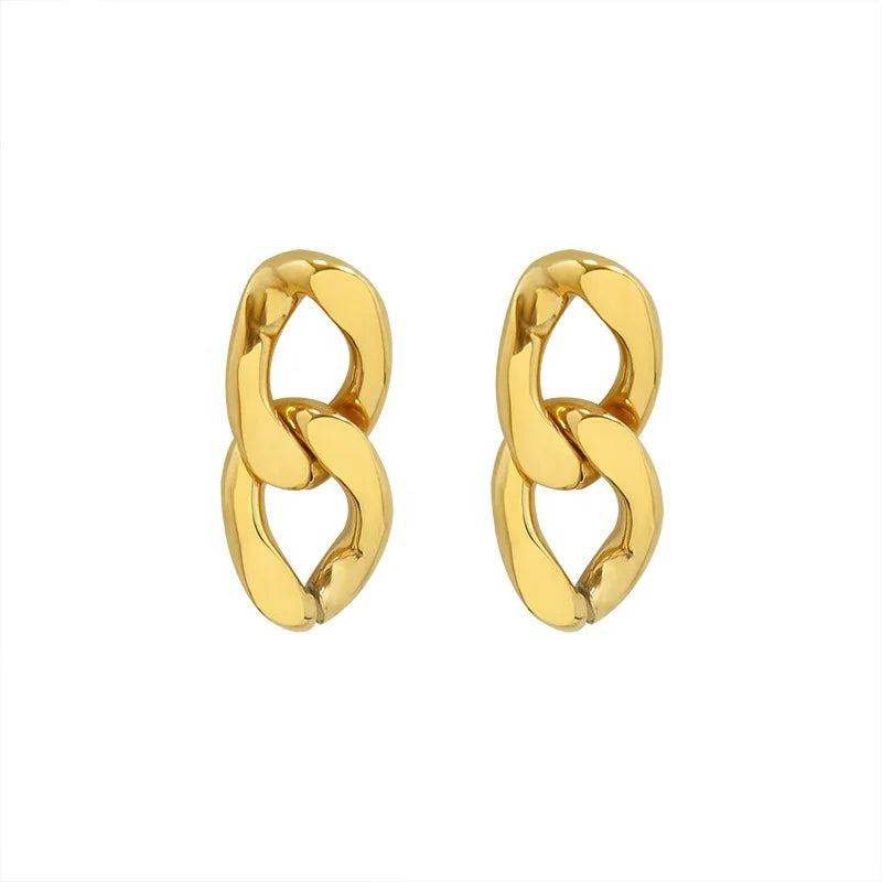 Hot Selling Retro Metal Earrings Geometric Gold Plated Stainless Steel New Year and Anniversary Occasion