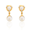 Top Fashion Jewelry Luxury Non Piercing Earrings Triangle Imitate Pearl Copper Pendant Earrings for Women