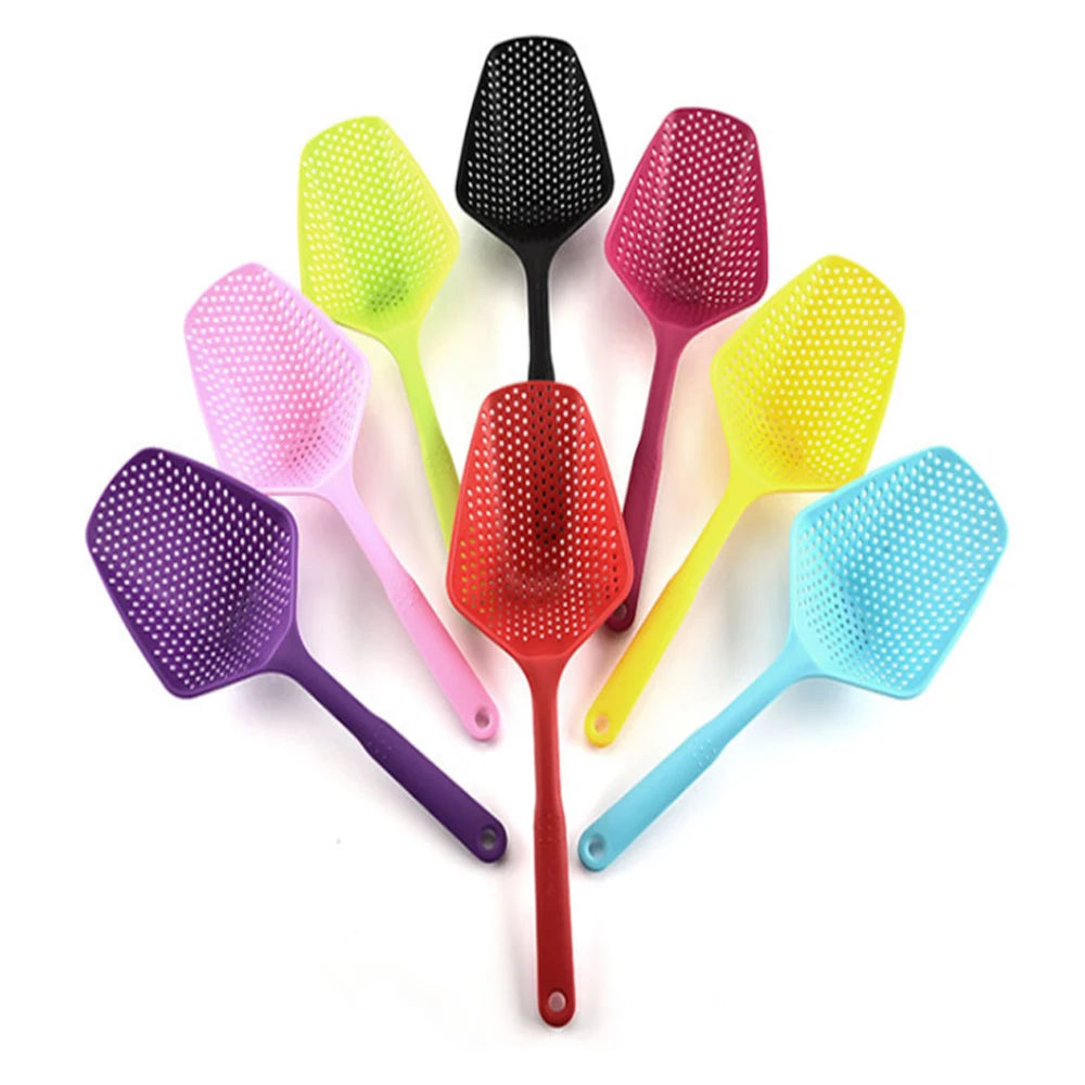 PP Plastic Eco-Friendly Customizable Colander Strainer Slotted Spoon Handle Soodle Spaghetti Drain Ladle Ice Shovel Cooking
