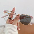 Cheap STOCK Fashion Cateeye Metal Frame UV400 Photochromic Anti-blue Light Computer Glasses Women Glasses Case Fast Delivery