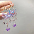 Hot Selling Retro Acrylic Purple Crystal Earrings Butterfly Earrings Crystal Tassel Earrings