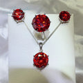 Silver 925 Original Total 20 ct Brilliant Cut Diamond Test Past Red Moissanite Jewelry Sets Ring Earrings Necklace for Women