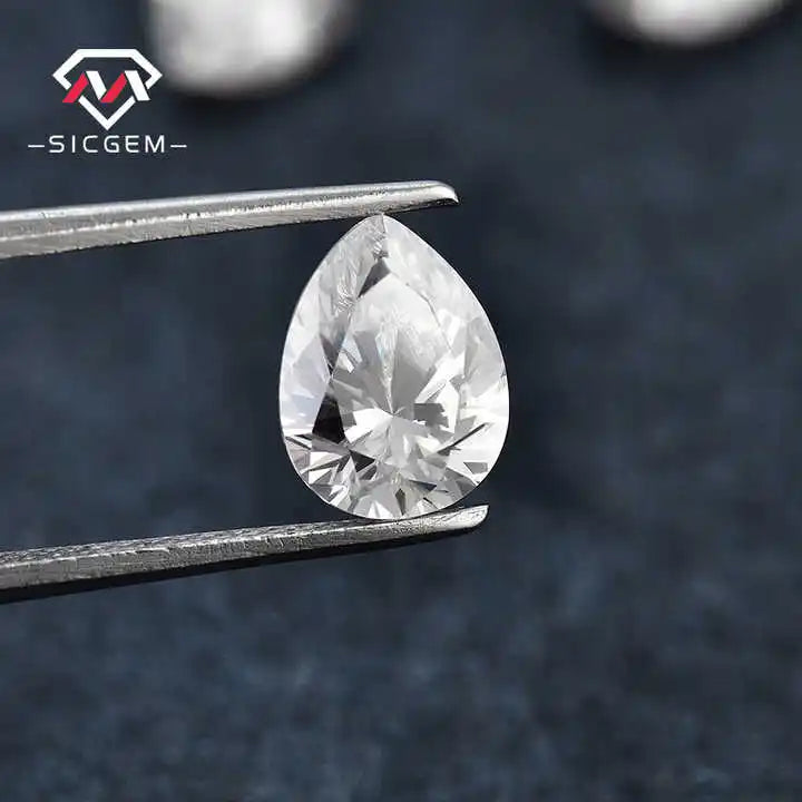 SICGEM High Quality Pear Cut White Color Loose Moissanite Stone Elegant and Luxurious