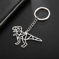 Hottest Sale Laser Cutting Hollow Out Stainless Steel Dinosaur Keychain Cute Animal Key Chain for Gifts