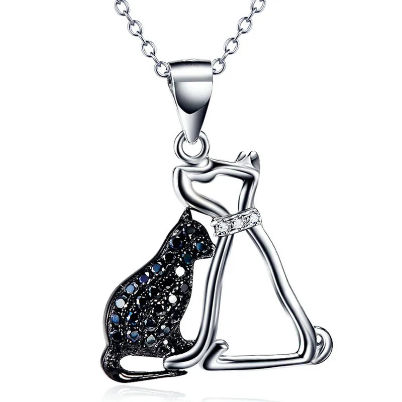 Hot Sale Cat Dod 925 Sterling Silver Zircon Pendant Necklace for Women
