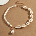 Hot Beach White Irregular Baroque Pearl Pendant Shell Bead Necklace Asymmetric Pearl Shell Choker Necklace