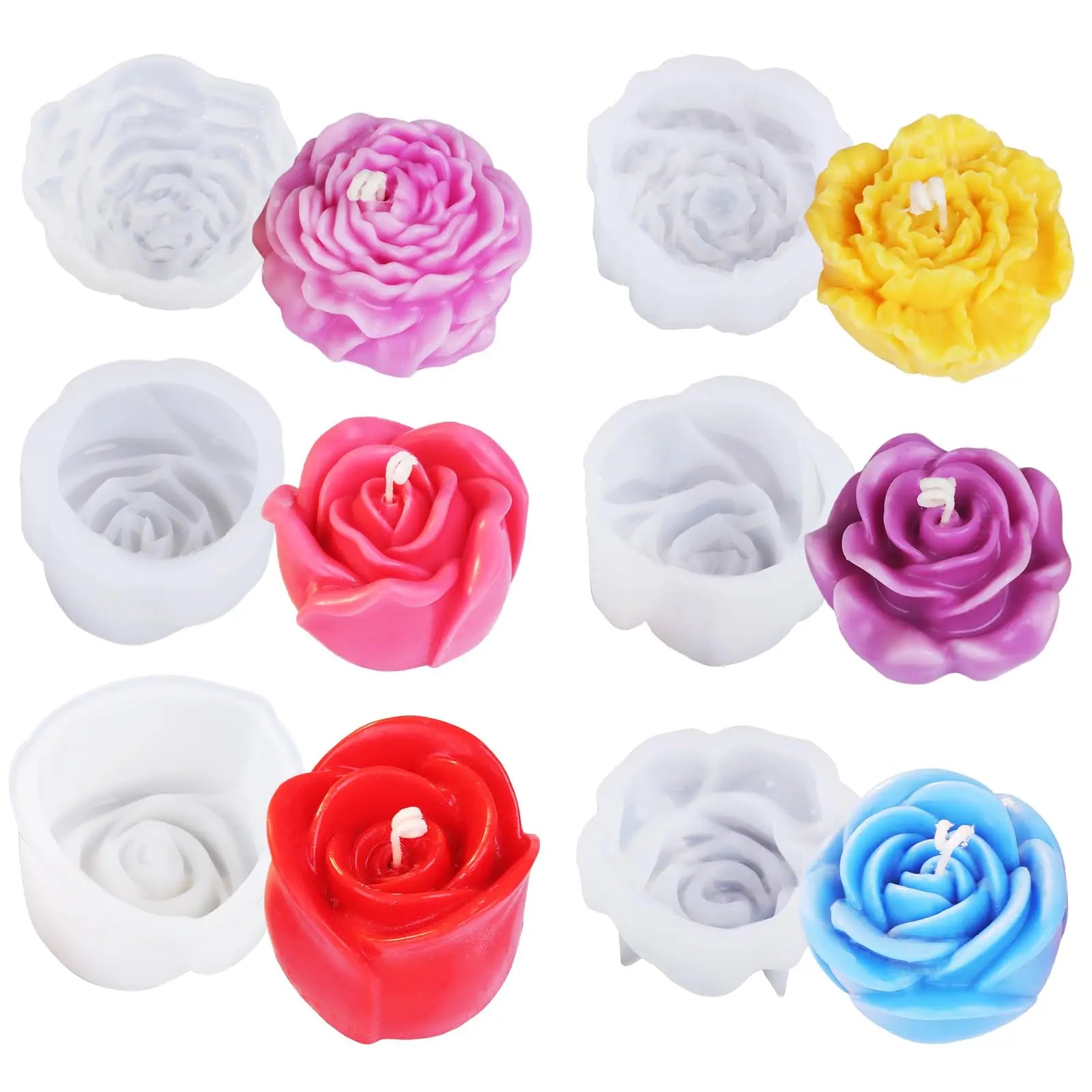 3D Peony Flower Aromatherapy Candle Mold DIY Home Decorative Rose Lotus Flower Silicone Mold for Candle Soybean Wax Making