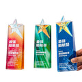 Supplier Custom Brand Name Logo Crystal Trophy Business Award with Color Star