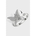 Daidan Ring 18K Gold Plated Star Zircon Moving Butterfly Rotatable Sterling Silver Rings