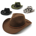 Western Cowboy Knight Metal Band Top Hat Cross-border Hot Autumn and Winter Woolen Jazz Hats Fedora Felt Hat