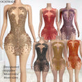 Ocstrade Fashion Sparkly O Neck Sleeveless Rhinestone Birthday Dresses Elegant Bodycon Appliques Club Party Dresses for Women