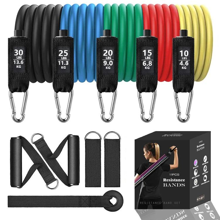 Factory Price Wholesale High Quality Foam bar Custom LOGO Exercise Power Band Latex 11 Pcs Resistance Band