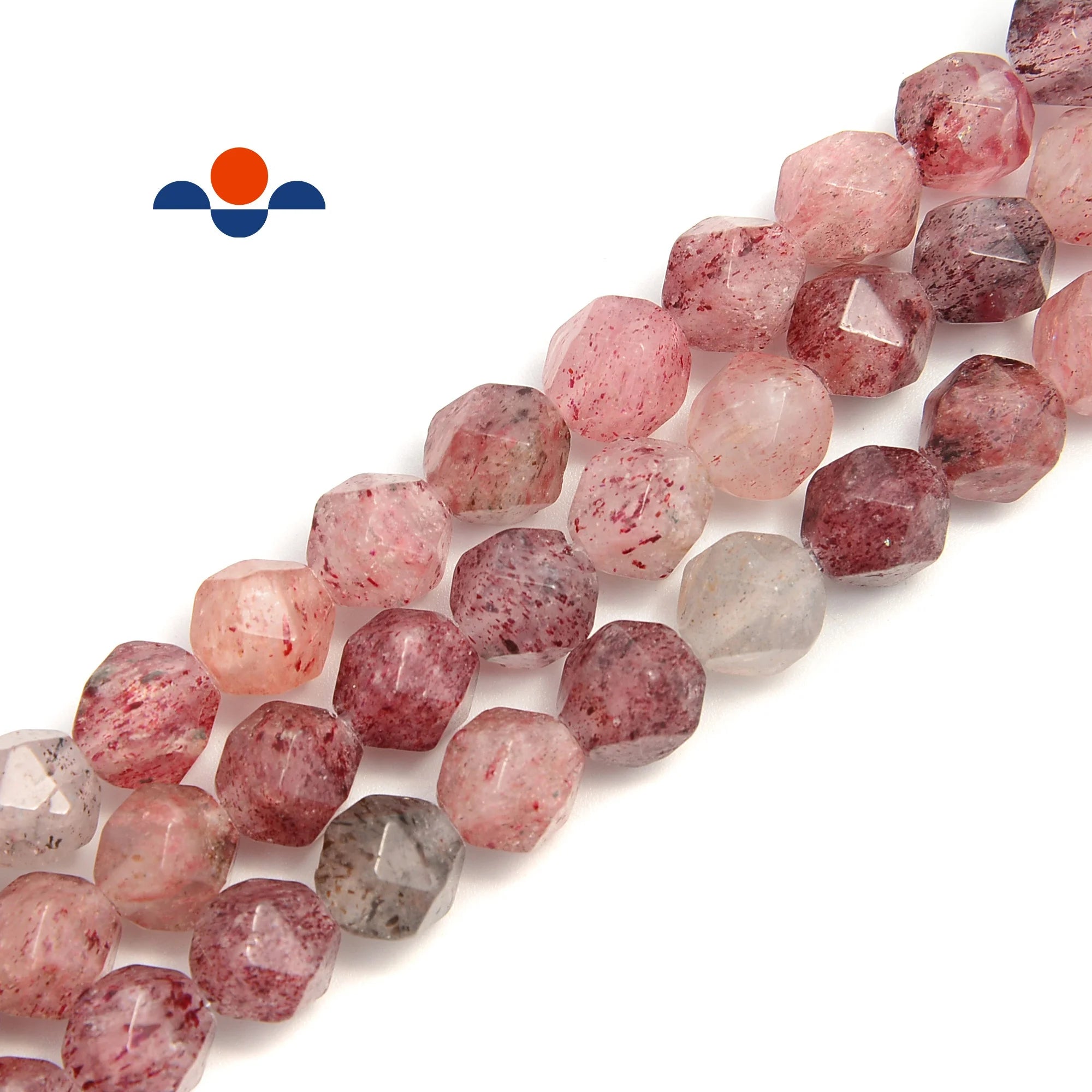 Top Quality 2.0mm Large Hole 8mm Natural Strawberry Quartz Faceted Star Cut Crystal Beads for Jewelry Making