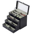 High End 24 Grids Sunglasses Storage Box Carbon Fiber Leather Eyewear Tray Container Watch Jewelry Display Organizer