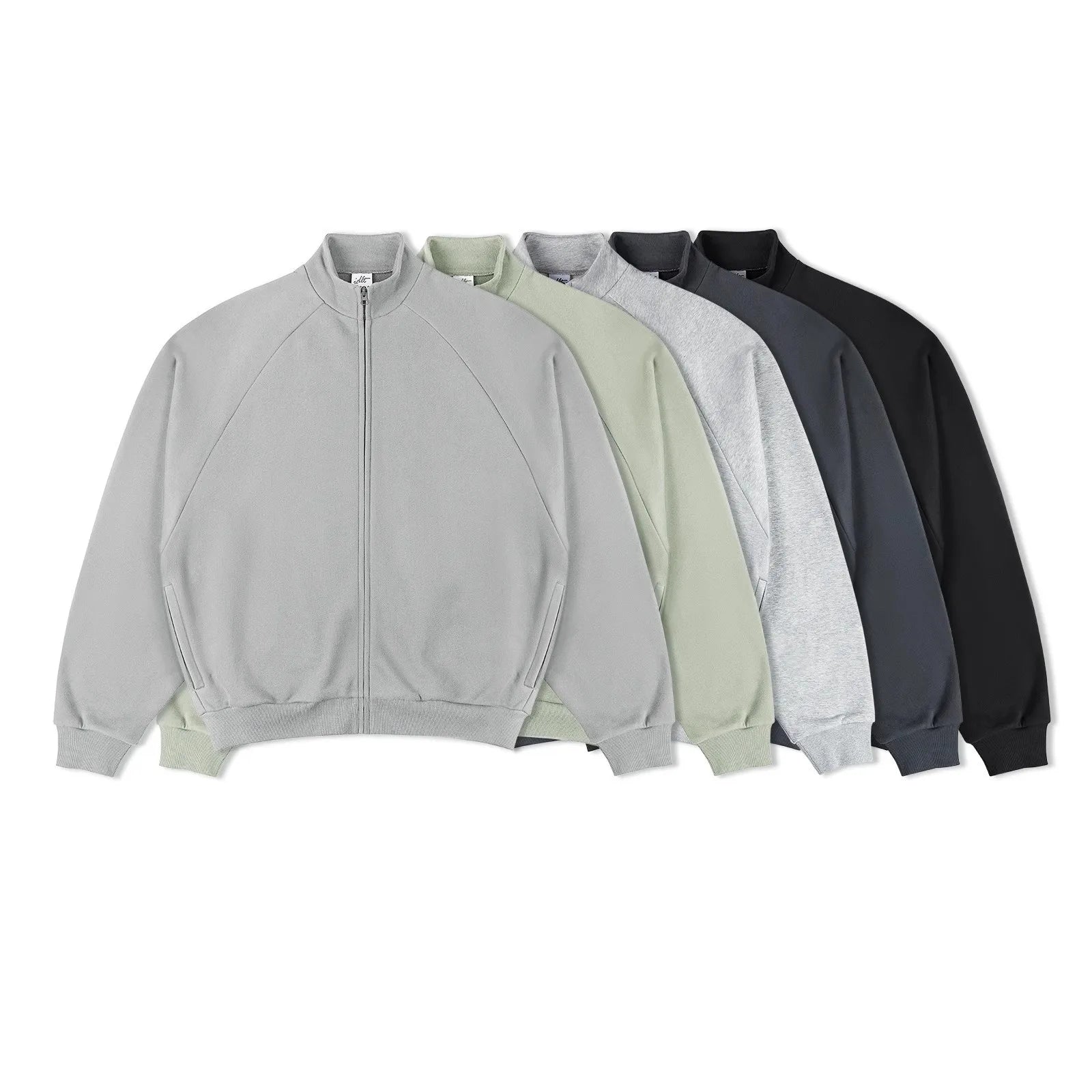 Wholesale Street Wear 300 Gsm Oversized Blank Stand Collar Men Zip up Sweatshirts