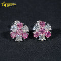 Hip Hop Jewelry Pass Diamond Tester 925 Sterling Silver VVS Diamond Moissanite Stud Earring Colored Flower Cluster Earrings
