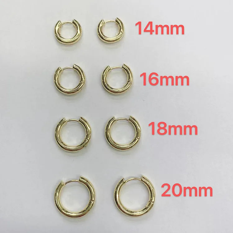 EM1324 Hot Sale 18K Gold Plated Round Sleeper Huggie Hoops Classic Geometric Cartilage Earrings in Brass