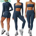 Custom Logo 5 Piece Women Yoga Set Yoga Sports Long Sleeve Jacket Outdoor Running Pants Gym Fitness Sets
