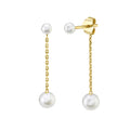 LOZRUNVE 925 Sterling Silver Freshwater Pearl Chain Long Drop Earring New Model