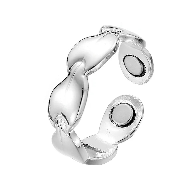 Energinox Health Antique Copper Neodymium Magnetic Finger Ring For Woman Leaf Shape Pure Finger Ring Weight Loss