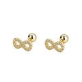 Hot Selling 925 Sterling Silver Infinity Zircon Screw Stud Earrings Classic Vintage Jewelry for Girls for Parties