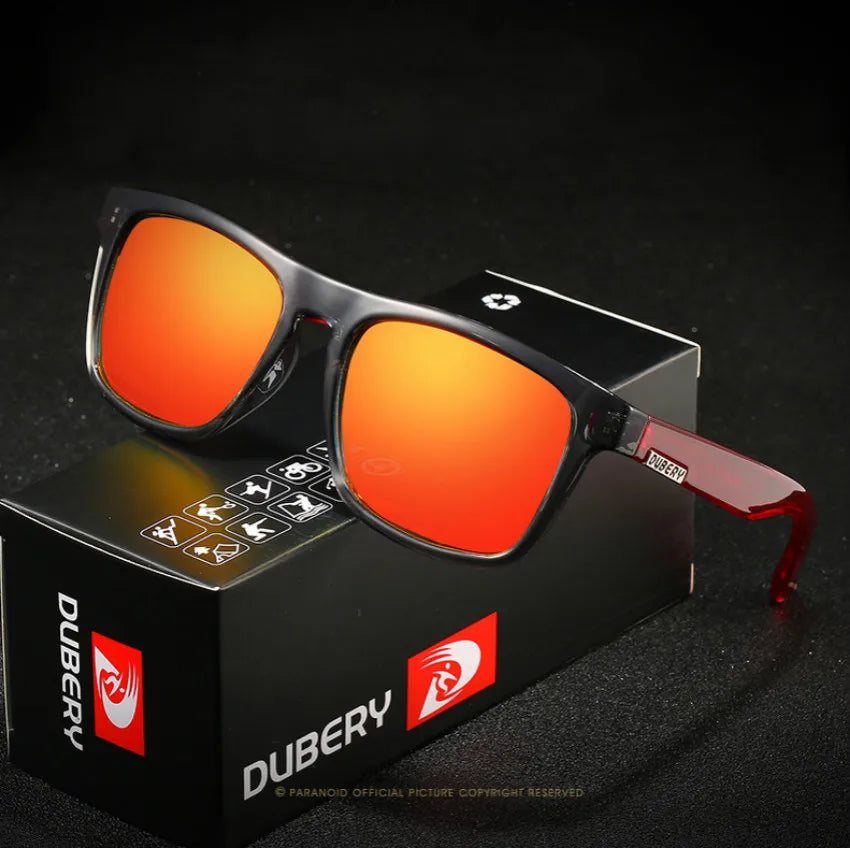 DUBERY Polarized Sunglasses Men's Driving Red PC Frame CE UV400 Retro Luxury Brand Designer D125