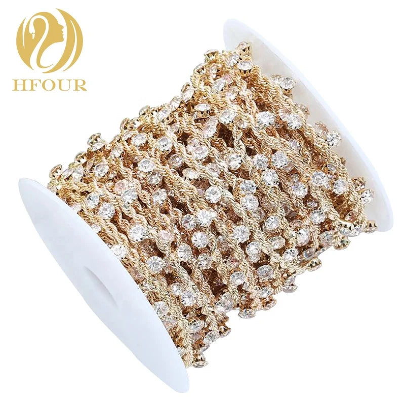 Wholesale 3D Glass Fancy Chain Crystal Loose Rhinestone Sew-On for Bridal Sash Trim Wedding Belt Garment Accessories Apparel