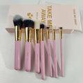 Gracedo 7PCS Professional Pink Makeup Brush Set with Eyebrow Pencil Wood Handle Synthetic Hair-Concealer Eye Fan Face Tools