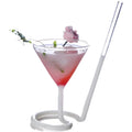Custom Logo Creative Curved Straw Cocktail Martini Glass Transparent Crystal Ceramic Metal Drinkware 110ml Loveyalty Home Party
