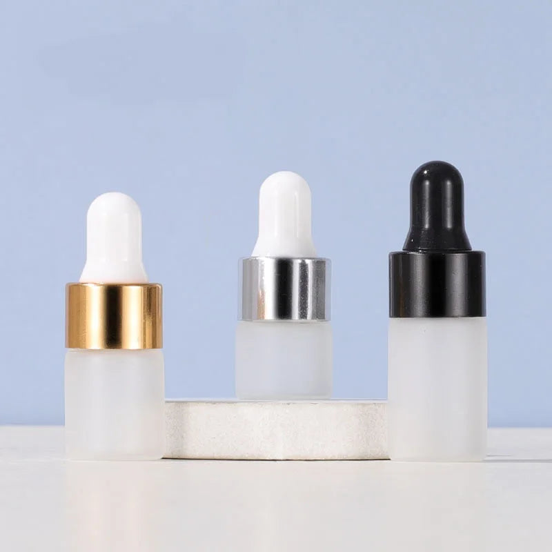 Luxury 1ml 2ml 3ml 5ml Small Refillable clear Frosted Essential Oil Glass Dropper Bottle