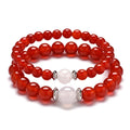 Classic Design Natural Stone Elastic Bracelet Red Agate Black Onyx Energy Stone Bracelet Set Adjustable for Women Men