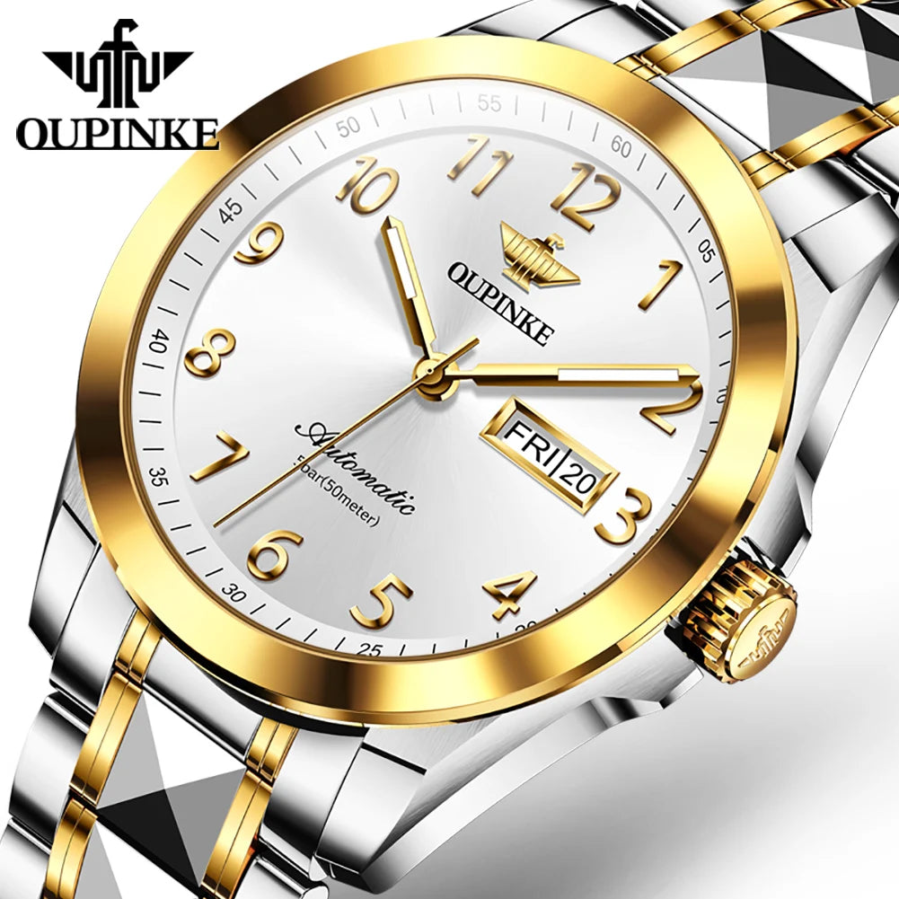 OUPINKE 3228 OEM Skeleton Custom Watches Men Wrist Classic Relogio Waterproof  Fashion Automatic Mechanical Watches