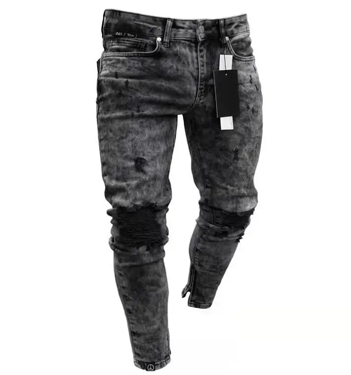 Wholesale Price Broken Destroy Mens Jeans Skinny Ripped Hole Men's Jeans Hip Hop Streetwear Denim Pants