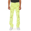 AeeDenim Custom Designers Logo High Street Breathable Print Midweight Jeans Men's Yellow Stretch Harem Pants Button Fly Many