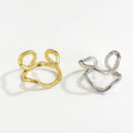 Geometric Double Layer Wave Shape Rings 925 Sterling Silver Women Jewelry