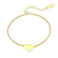 OAHLAN Fashion Jewelry Gold Plated 925 Sterling Silver Thick Chain Love Heart Adjustable Charm Bracelet for Women Anniversary