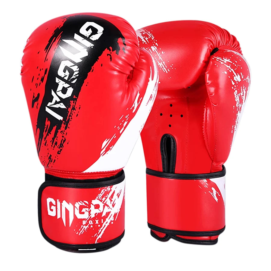 For GINGPAI 10oz Black Leather Adult Boxing Gloves Comfortable Adjustable Punching Training Sparring Hand Protector for Martial