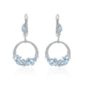 C3080 Abiding Jewelry Custom Earring 925 Sterling Silver Natural Sky Blue Topaz Gemstone Round Hoop Drop Earrings