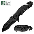 Bochen 3cr13 Black Blade Steel Folding Knife Aluminum Handle Outdoor Camping Survival Hunting Knife With Belt Cutter Rescue